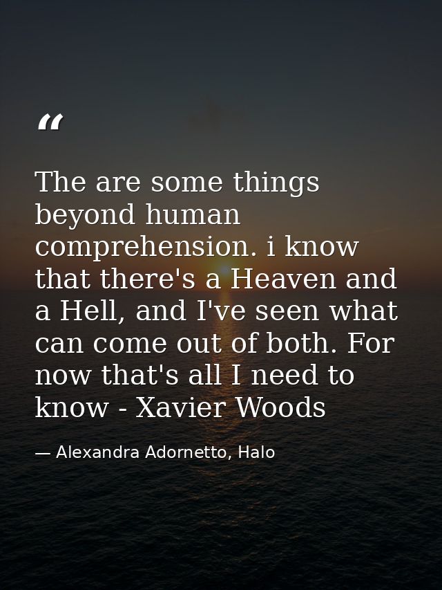 The are some things beyond human comprehension. i know that there's a Heaven and a Hell, and I've seen what can come out — Alexandra Adornetto, Halo