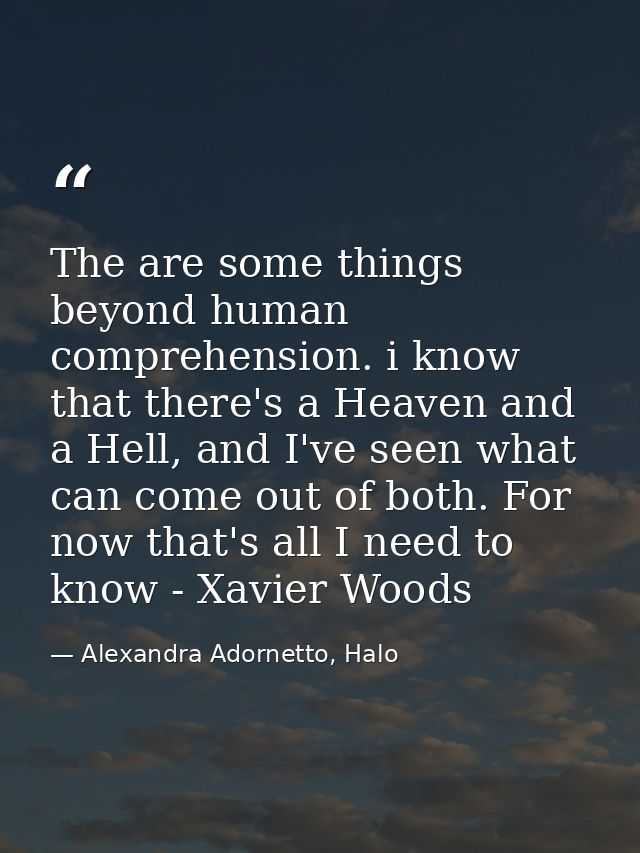 The are some things beyond human comprehension. i know that there's a Heaven and a Hell, and I've seen what can come out — Alexandra Adornetto, Halo