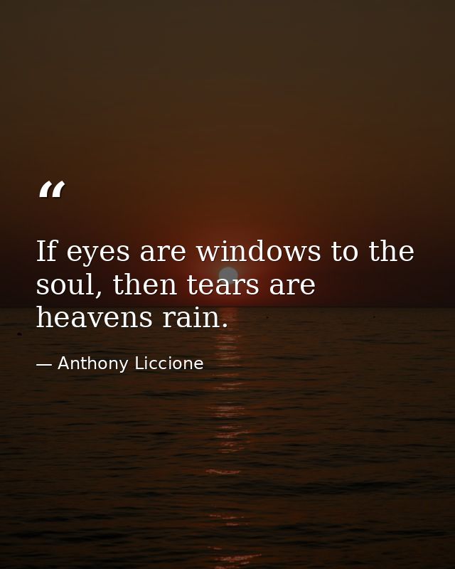 If eyes are windows to the soul, then tears are heavens rain. — Anthony Liccione