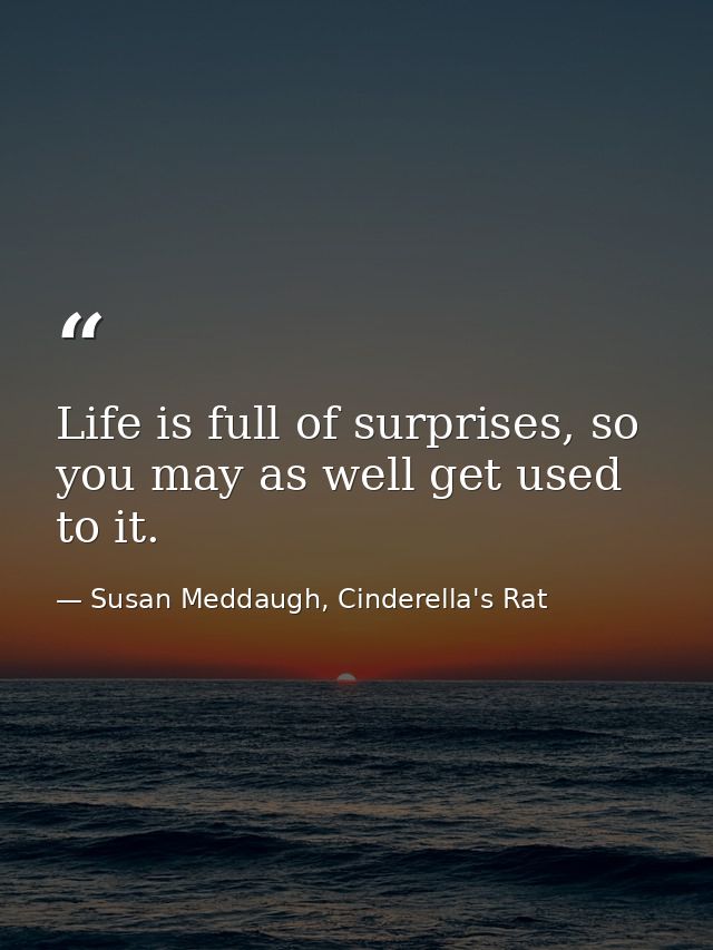 Life is full of surprises, so you may as well get used to it. — Susan Meddaugh, Cinderella's Rat