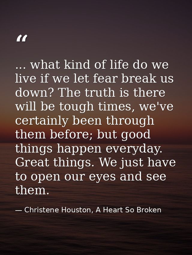 ... what kind of life do we live if we let fear break us down? The truth is there will be tough times, we've certainly b — Christene Houston, A Heart So Broken