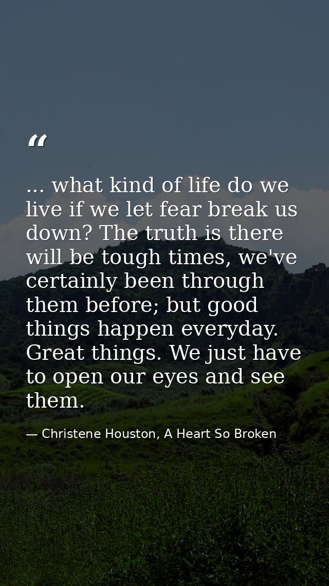 ... what kind of life do we live if we let fear break us down? The truth is there will be tough times, we've certainly b — Christene Houston, A Heart So Broken