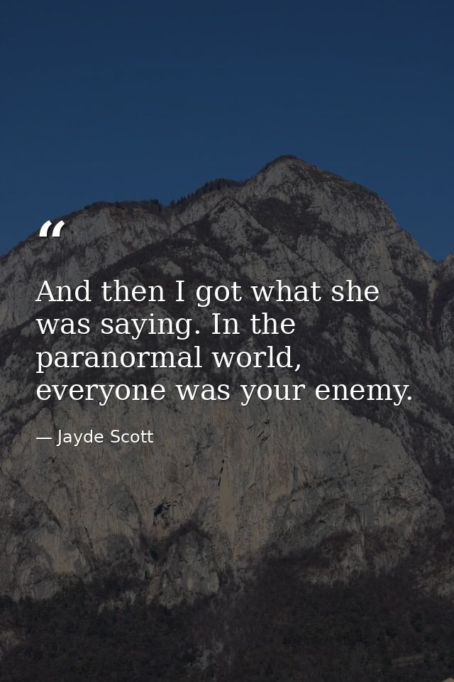 And then I got what she was saying. In the paranormal world, everyone was your enemy. — Jayde Scott