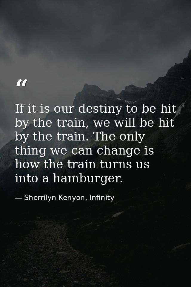 If it is our destiny to be hit by the train, we will be hit by the train. The only thing we can change is how the train  — Sherrilyn Kenyon, Infinity