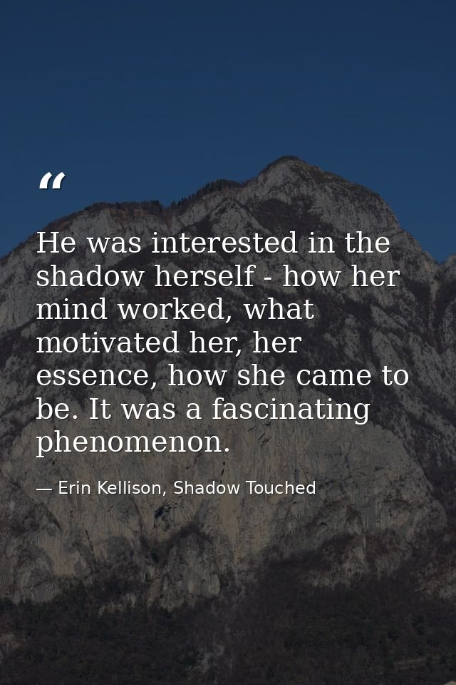 He was interested in the shadow herself - how her mind worked, what motivated her, her essence, how she came to be. It w — Erin Kellison, Shadow Touched