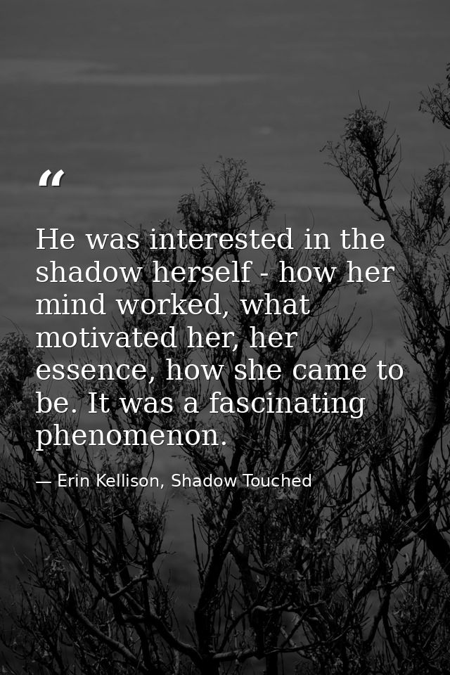 He was interested in the shadow herself - how her mind worked, what motivated her, her essence, how she came to be. It w — Erin Kellison, Shadow Touched