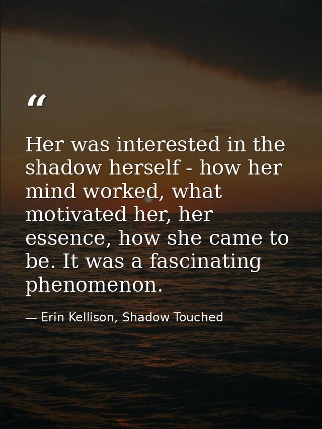 Her was interested in the shadow herself - how her mind worked, what motivated her, her essence, how she came to be. It  — Erin Kellison, Shadow Touched