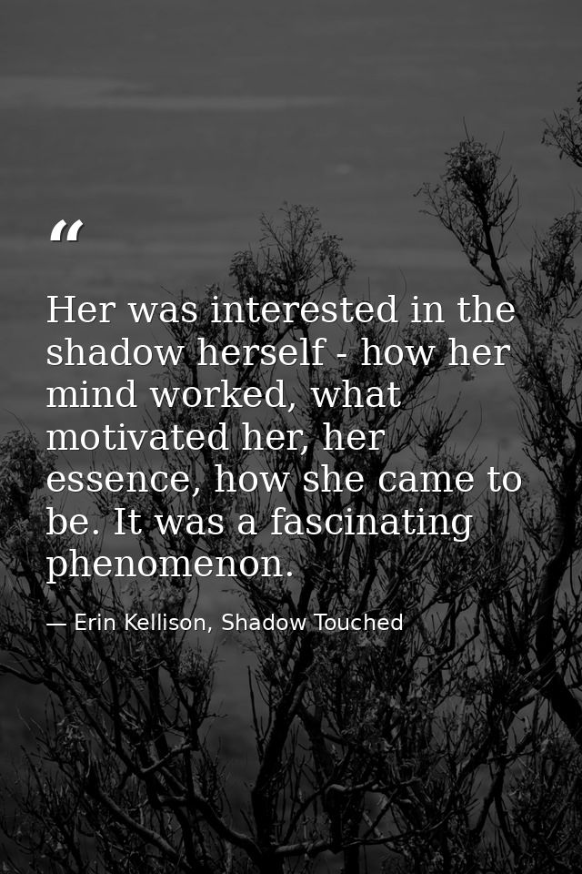 Her was interested in the shadow herself - how her mind worked, what motivated her, her essence, how she came to be. It  — Erin Kellison, Shadow Touched
