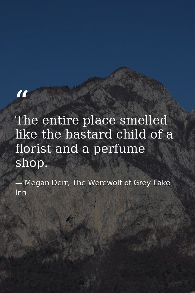 The entire place smelled like the bastard child of a florist and a perfume shop. — Megan Derr, The Werewolf of Grey Lake Inn