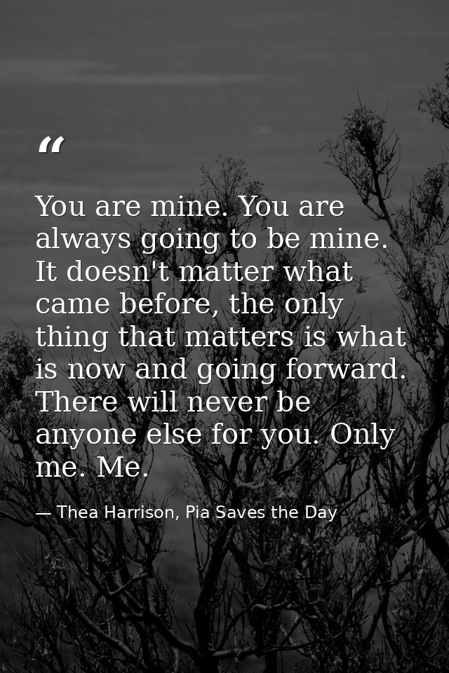 You are mine. You are always going to be mine. It doesn't matter what came before, the only thing that matters is what i — Thea Harrison, Pia Saves the Day