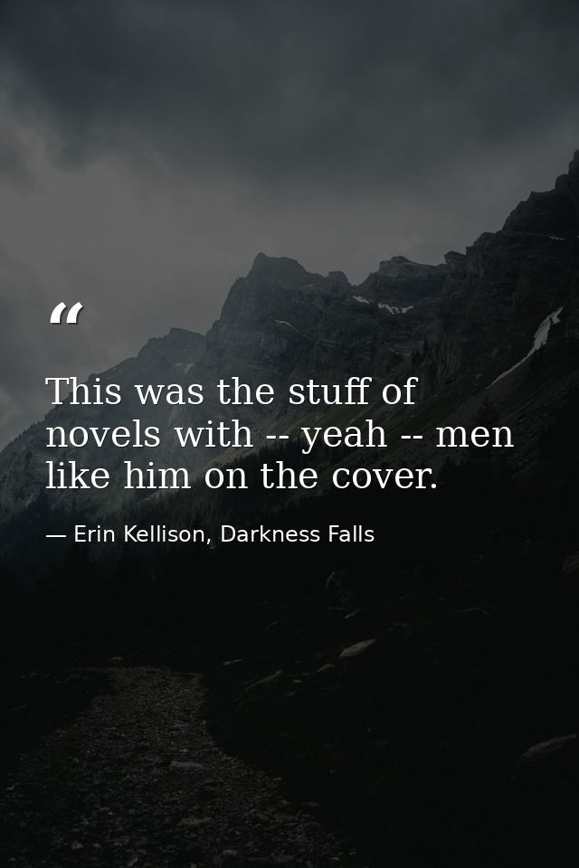 This was the stuff of novels with -- yeah -- men like him on the cover. — Erin Kellison, Darkness Falls