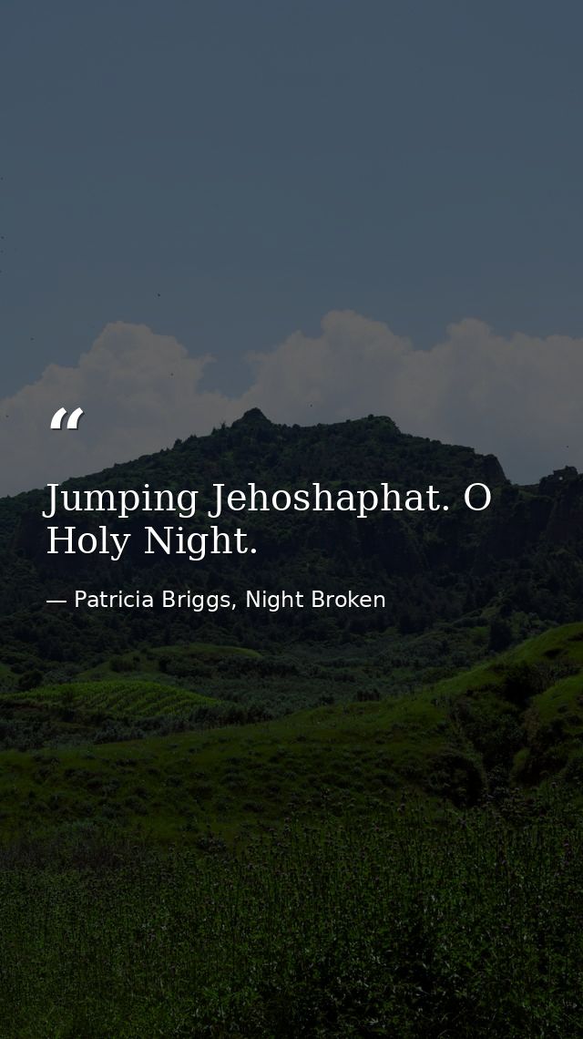 Jumping Jehoshaphat. O Holy Night. — Patricia Briggs, Night Broken