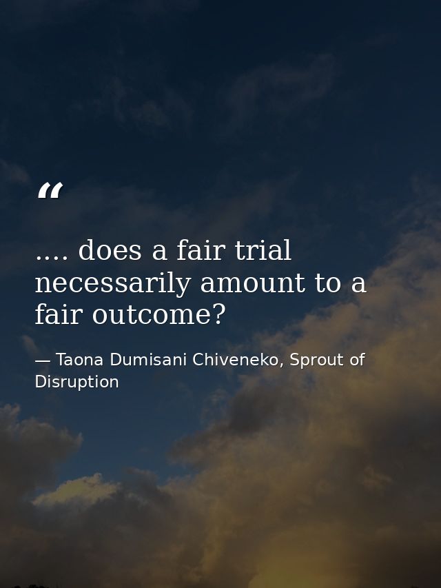 .... does a fair trial necessarily amount to a fair outcome? — Taona Dumisani Chiveneko, Sprout of Disruption