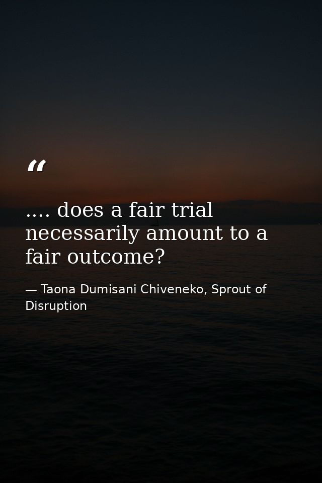 .... does a fair trial necessarily amount to a fair outcome? — Taona Dumisani Chiveneko, Sprout of Disruption