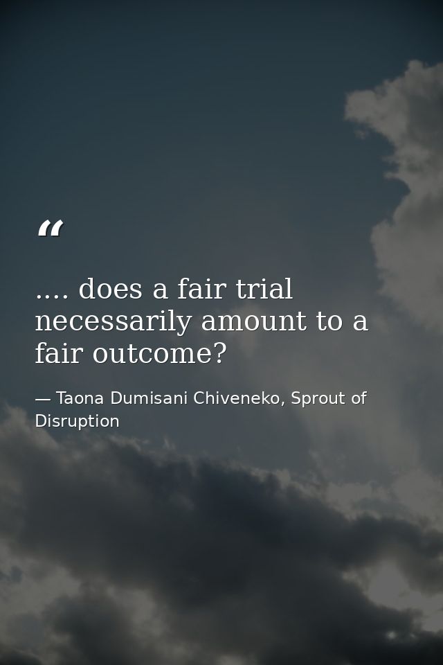 .... does a fair trial necessarily amount to a fair outcome? — Taona Dumisani Chiveneko, Sprout of Disruption