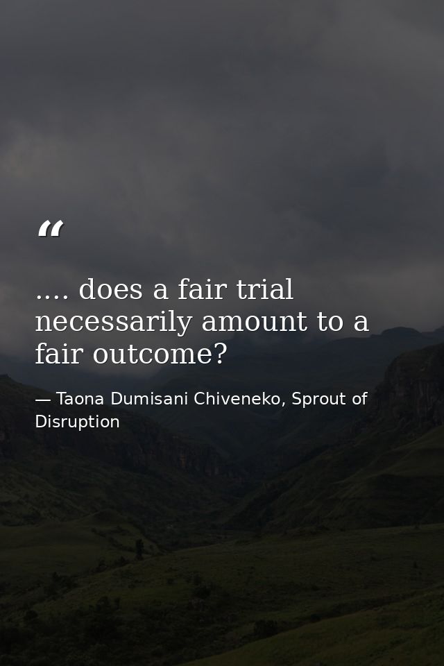 .... does a fair trial necessarily amount to a fair outcome? — Taona Dumisani Chiveneko, Sprout of Disruption