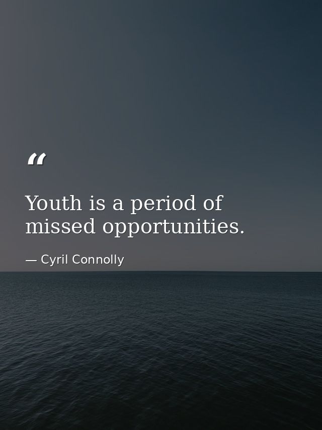 Youth is a period of missed opportunities. — Cyril Connolly