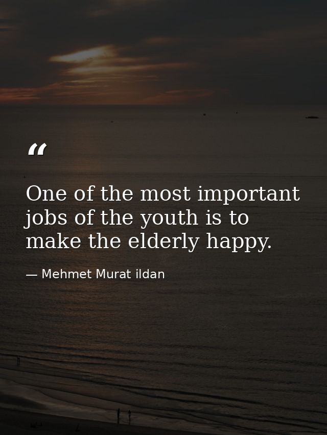 One of the most important jobs of the youth is to make the elderly happy. — Mehmet Murat ildan