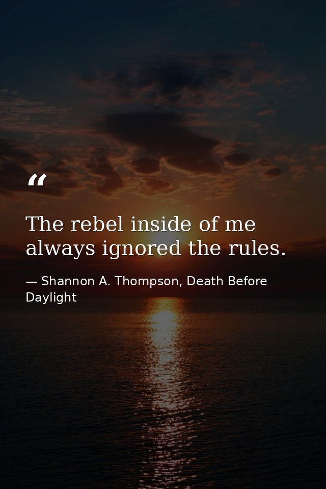 The rebel inside of me always ignored the rules. — Shannon A. Thompson, Death Before Daylight