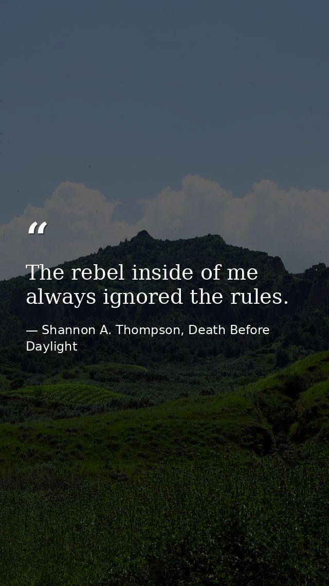 The rebel inside of me always ignored the rules. — Shannon A. Thompson, Death Before Daylight
