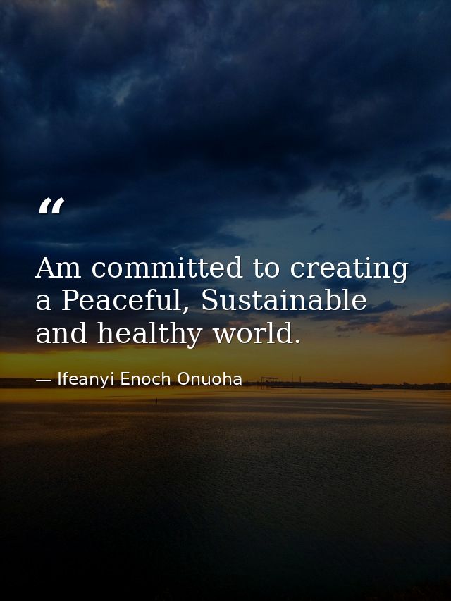 Am committed to creating a Peaceful, Sustainable and healthy world. — Ifeanyi Enoch Onuoha