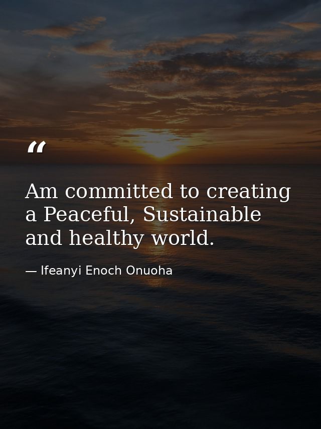 Am committed to creating a Peaceful, Sustainable and healthy world. — Ifeanyi Enoch Onuoha