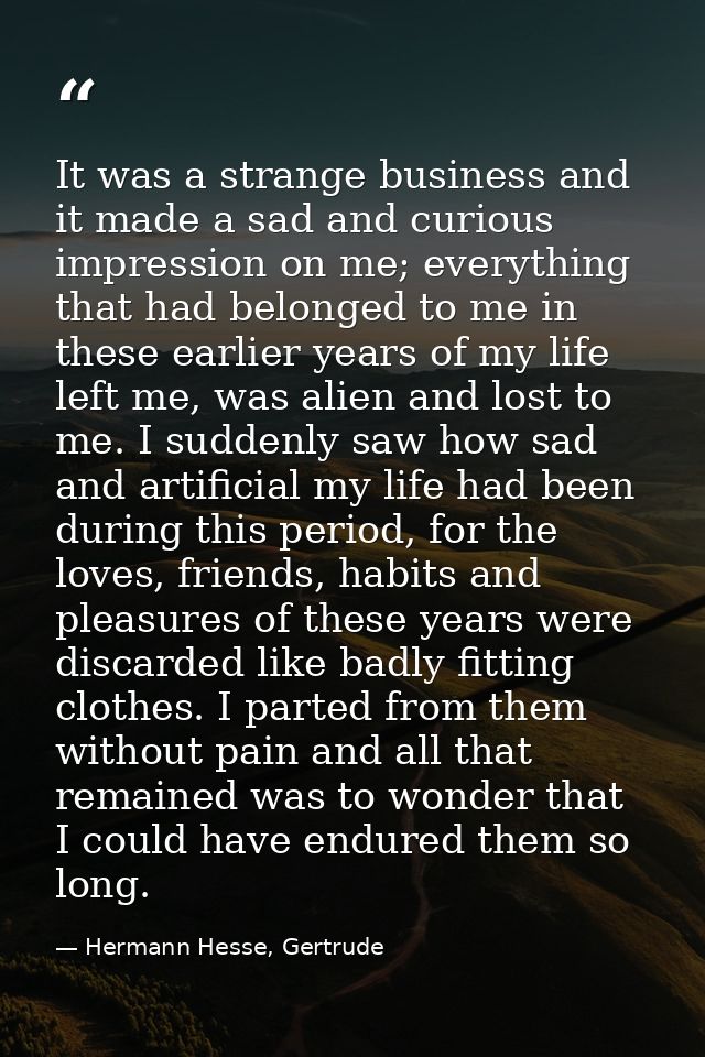 It was a strange business and it made a sad and curious impression on me; everything that had belonged to me in these ea — Hermann Hesse, Gertrude