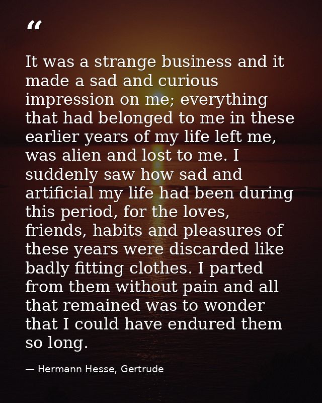It was a strange business and it made a sad and curious impression on me; everything that had belonged to me in these ea — Hermann Hesse, Gertrude