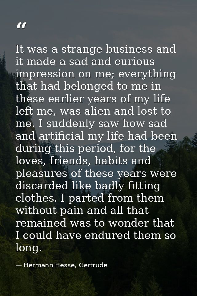 It was a strange business and it made a sad and curious impression on me; everything that had belonged to me in these ea — Hermann Hesse, Gertrude