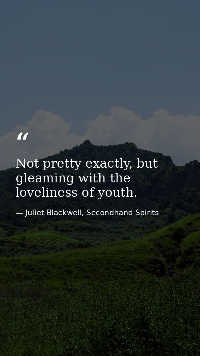 Not pretty exactly, but gleaming with the loveliness of youth. — Juliet Blackwell, Secondhand Spirits