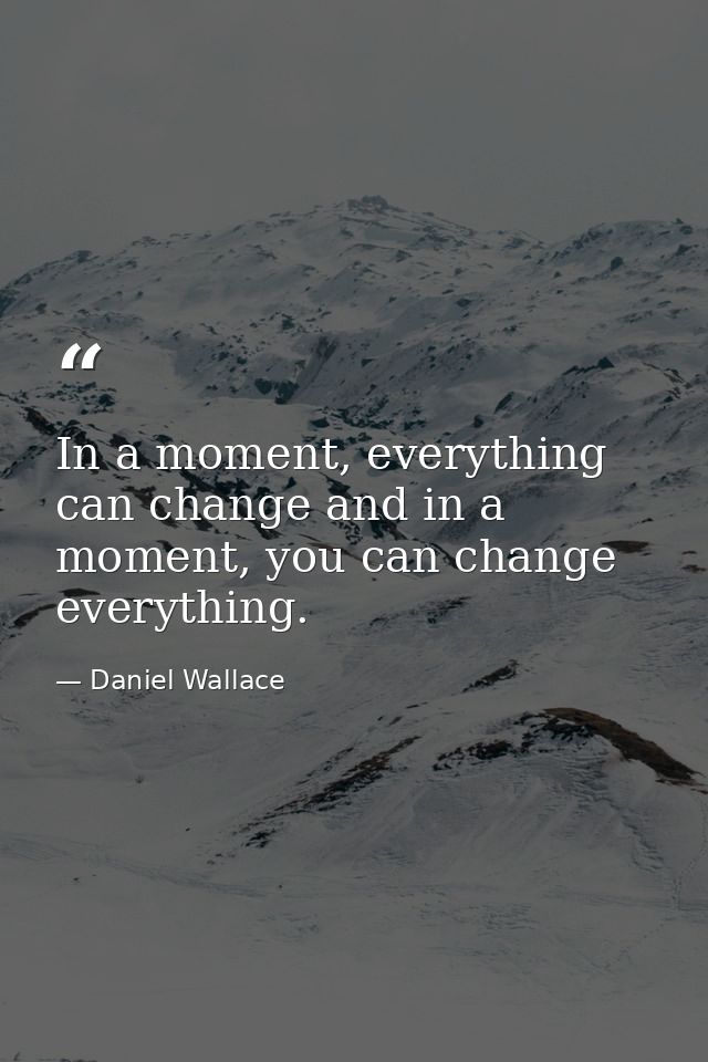 In a moment, everything can change and in a moment, you can change everything. — Daniel Wallace