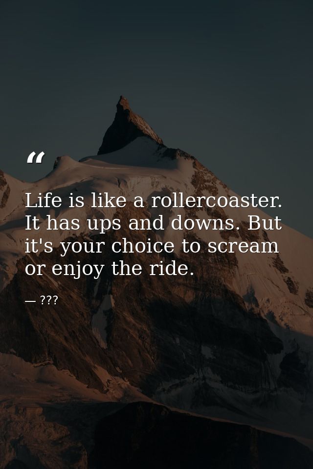Life is like a rollercoaster. It has ups and downs. But it's your choice to scream or enjoy the ride. — ???