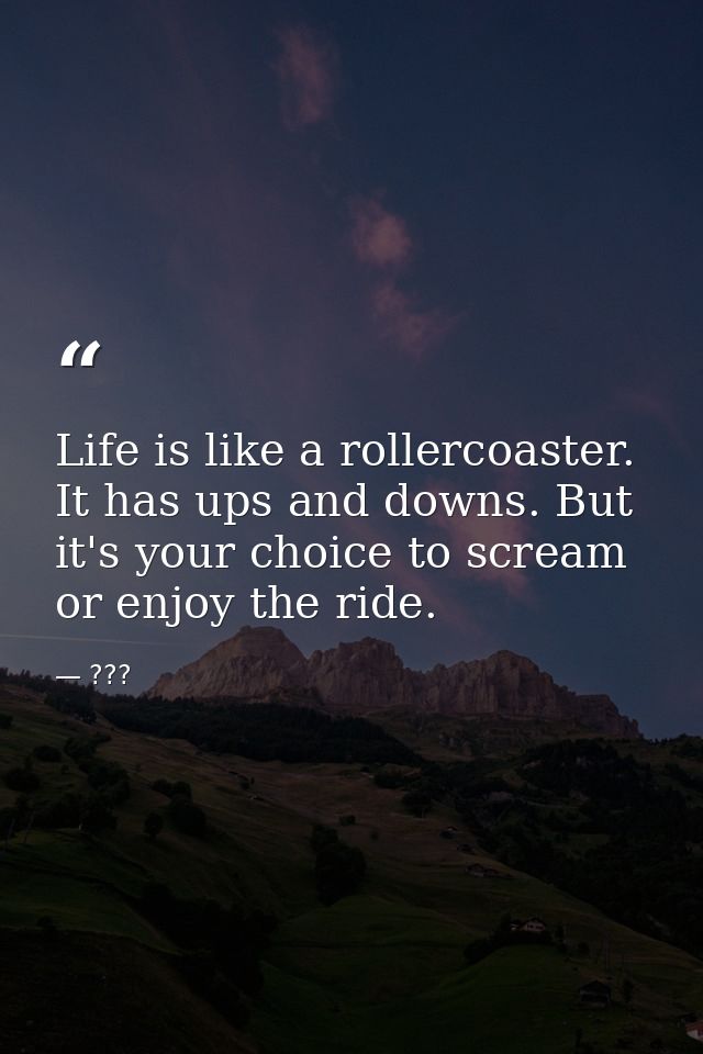 Life is like a rollercoaster. It has ups and downs. But it's your choice to scream or enjoy the ride. — ???