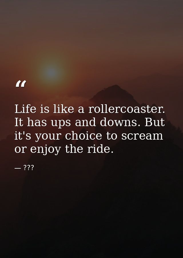 Life is like a rollercoaster. It has ups and downs. But it's your choice to scream or enjoy the ride. — ???
