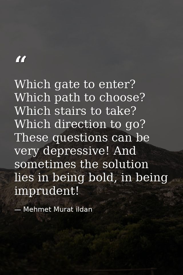 Which gate to enter? Which path to choose? Which stairs to take? Which direction to go? These questions can be very depr — Mehmet Murat ildan