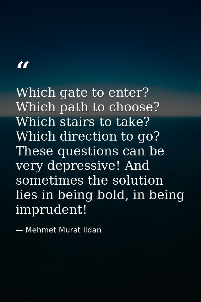 Which gate to enter? Which path to choose? Which stairs to take? Which direction to go? These questions can be very depr — Mehmet Murat ildan