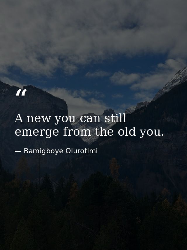A new you can still emerge from the old you. — Bamigboye Olurotimi