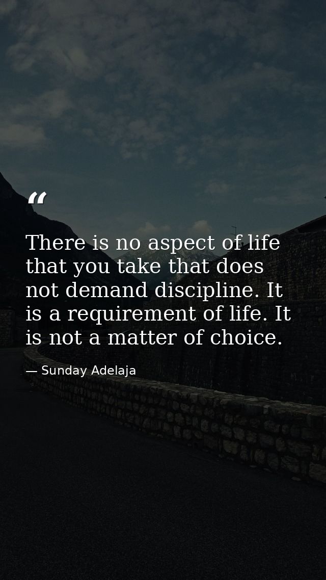 There is no aspect of life that you take that does not demand discipline. It is a requirement of life. It is not a matte — Sunday Adelaja