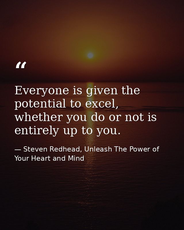 Everyone is given the potential to excel, whether you do or not is entirely up to you. — Steven Redhead, Unleash The Power of Your Heart and Mind