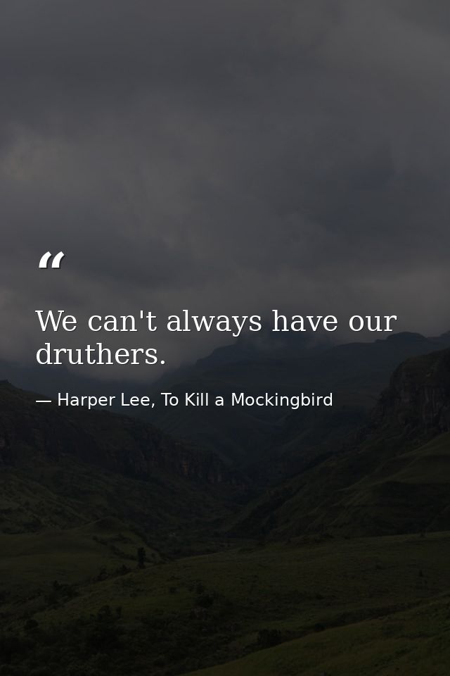 We can't always have our druthers. — Harper Lee, To Kill a Mockingbird