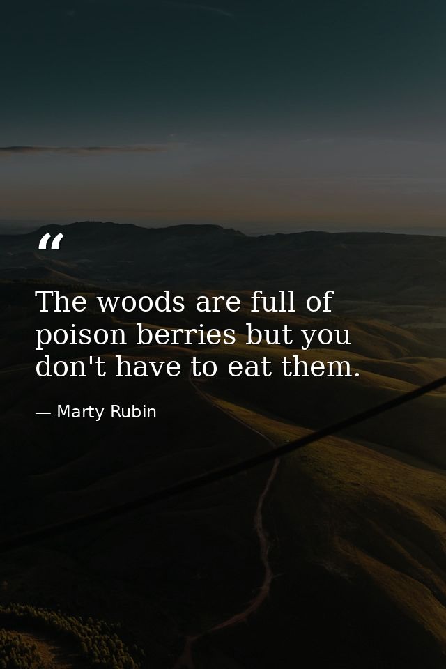 The woods are full of poison berries but you don't have to eat them. — Marty Rubin