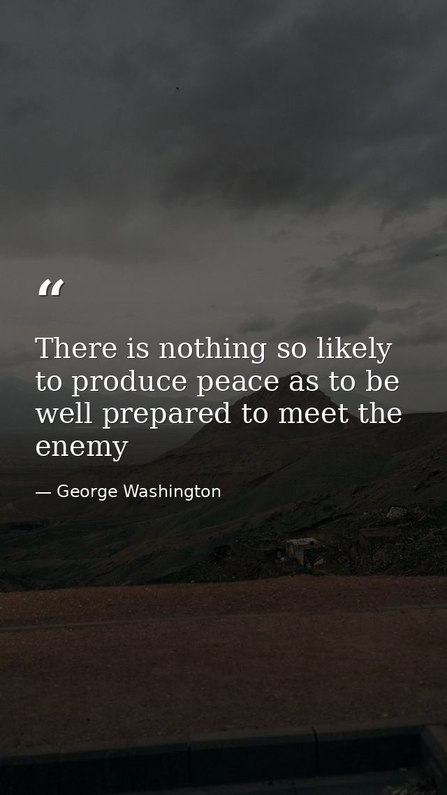 There is nothing so likely to produce peace as to be well prepared to meet the enemy — George Washington