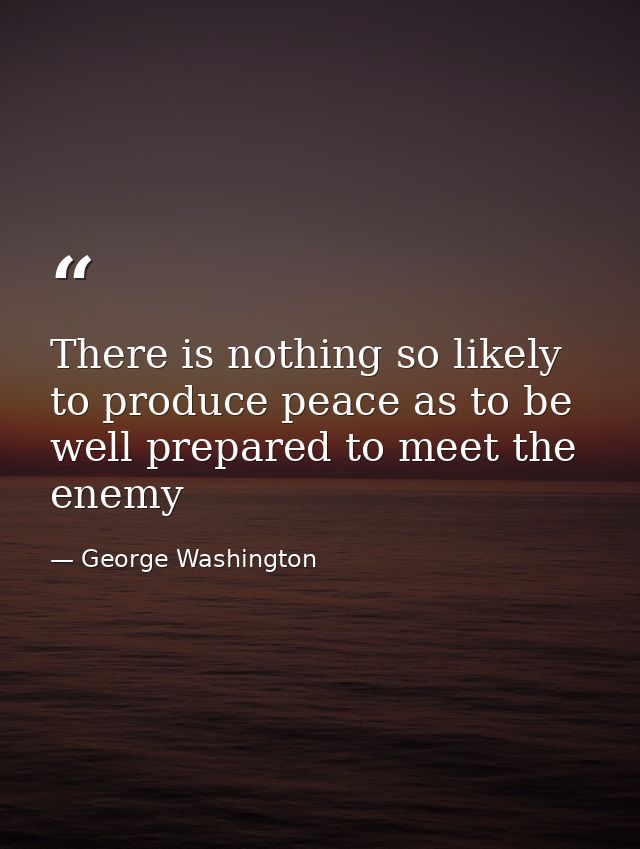 There is nothing so likely to produce peace as to be well prepared to meet the enemy — George Washington