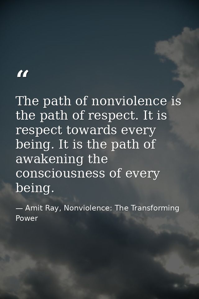 The path of nonviolence is the path of respect. It is respect towards every being. It is the path of awakening the consc — Amit Ray, Nonviolence: The Transforming Power