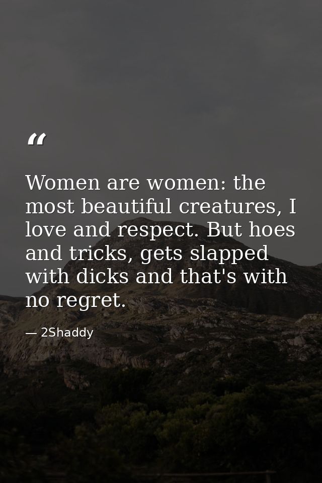 Women are women: the most beautiful creatures, I love and respect. But hoes and tricks, gets slapped with dicks and that — 2Shaddy