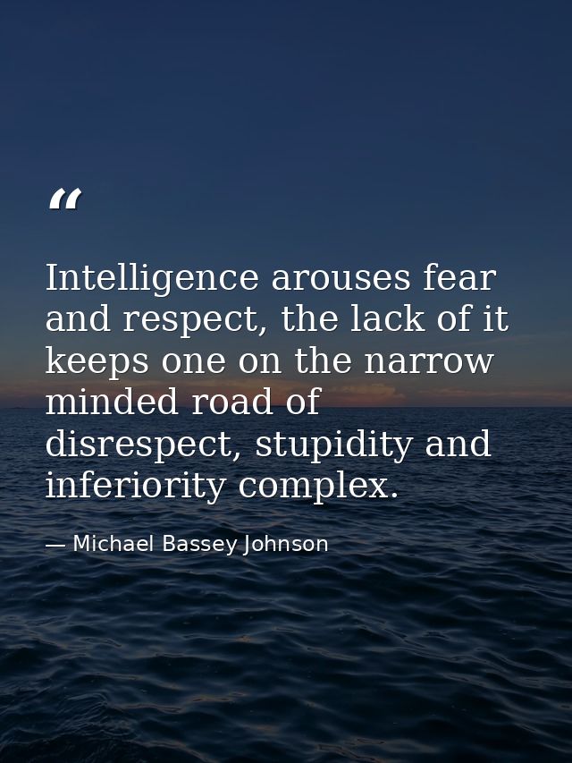 Intelligence arouses fear and respect, the lack of it keeps one on the narrow minded road of disrespect, stupidity and i — Michael Bassey Johnson