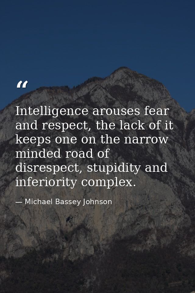 Intelligence arouses fear and respect, the lack of it keeps one on the narrow minded road of disrespect, stupidity and i — Michael Bassey Johnson