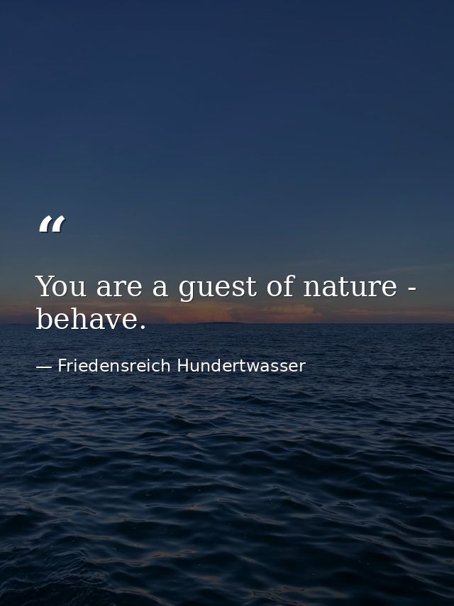 You are a guest of nature - behave. — Friedensreich Hundertwasser