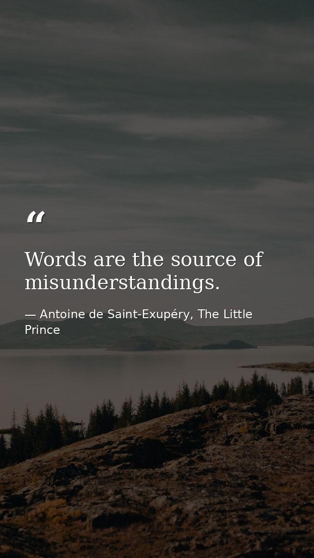 Words are the source of misunderstandings. — Antoine de Saint-Exupéry, The Little Prince