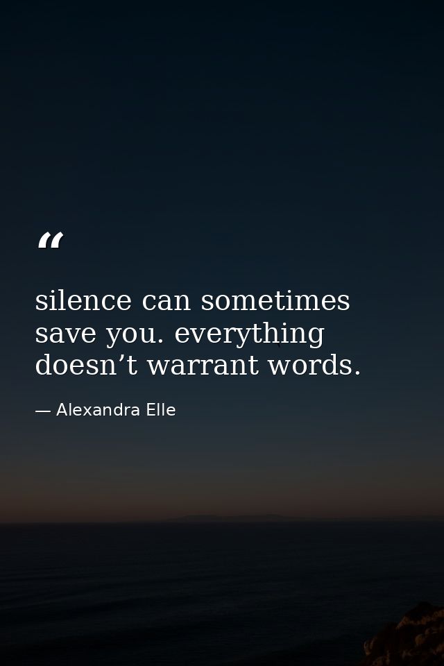 silence can sometimes save you. everything doesn’t warrant words. — Alexandra Elle